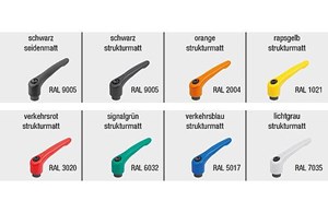 Klemmhebel Stahl mit Innengewinde, Gewindeeinsatz Stahl brüniert